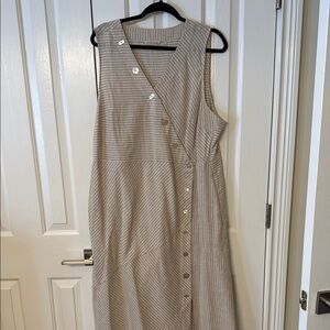 Soft Surroundings Asymmetrical Striped Beige Dress